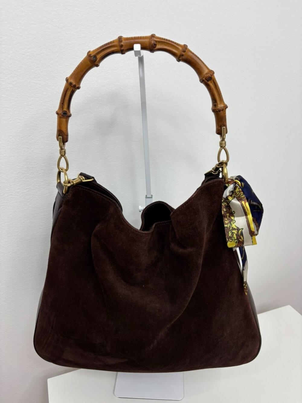 Vintage Gucci Diana Bamboo Suede Hobo Bag – Chocolate Brown